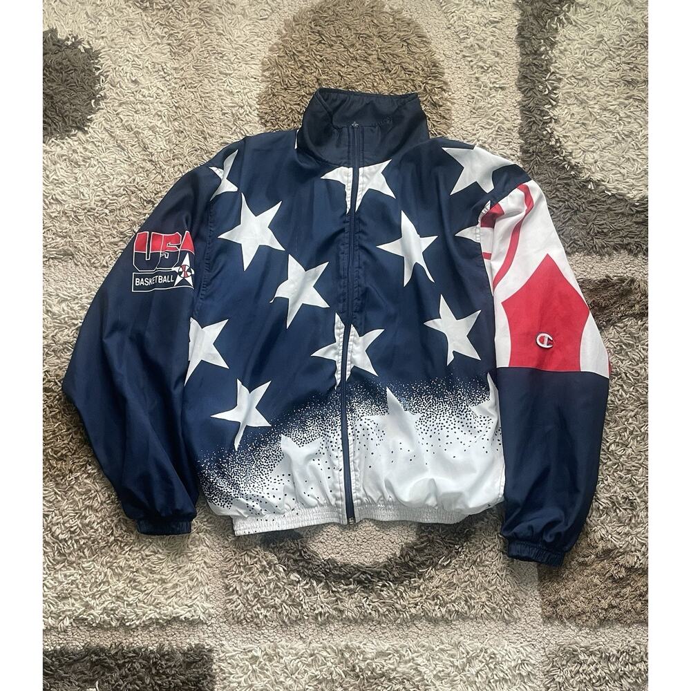 Champion USA 1996 Olympic Windbreaker Men’s Large AOP Vintage Atlanta Games Rare